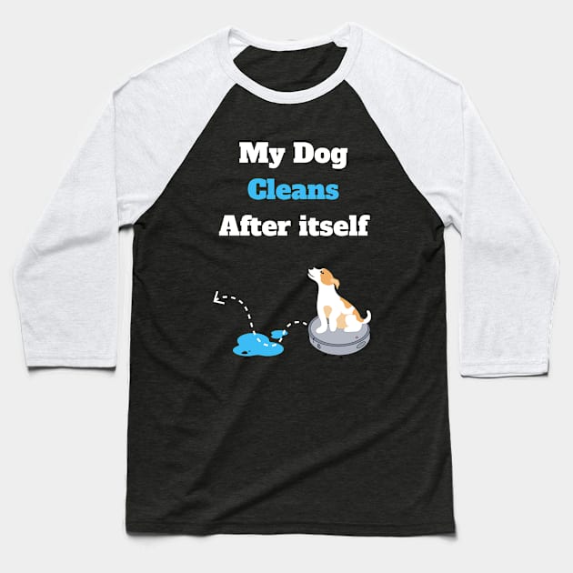 Funny elegant dog riding on vacuum robot cleaner Baseball T-Shirt by Artstastic